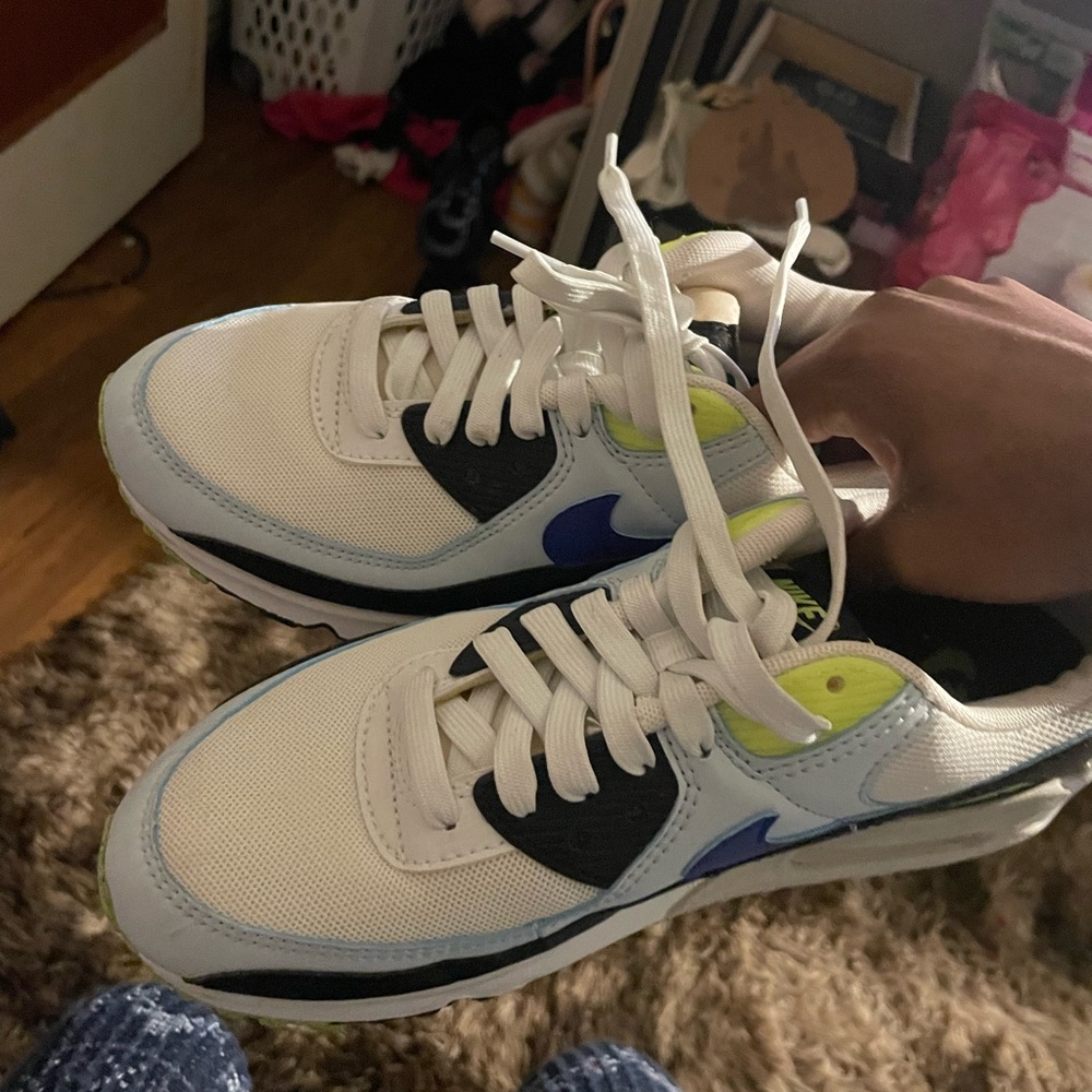 Nike White and Blue Women's Sneakers